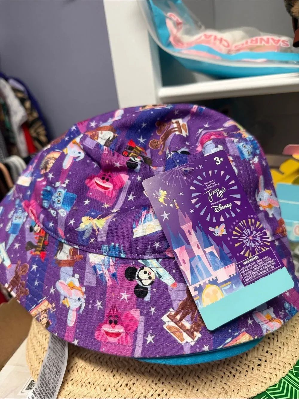 Disney Purple Castle & Character Print Bucket Hat kids 3+